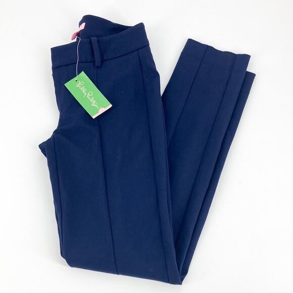 Lily Pulitzer Womens Navy Chantal Stretch Dinner Pant Size 00 New - Picture 1 of 14